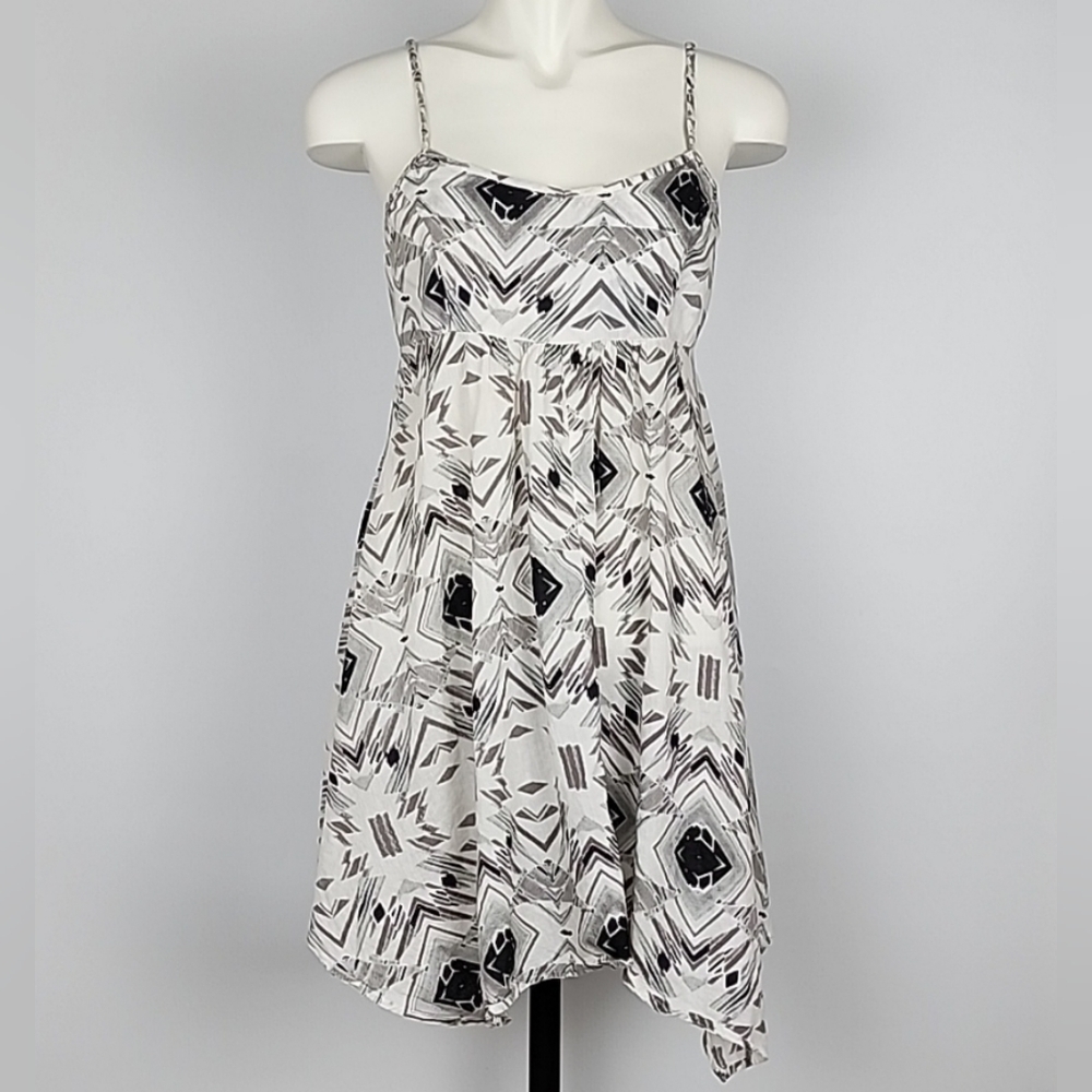 Volcom Asymmetrical Dress Adjustable Spaghetti Straps Patterned Cotton  Size M